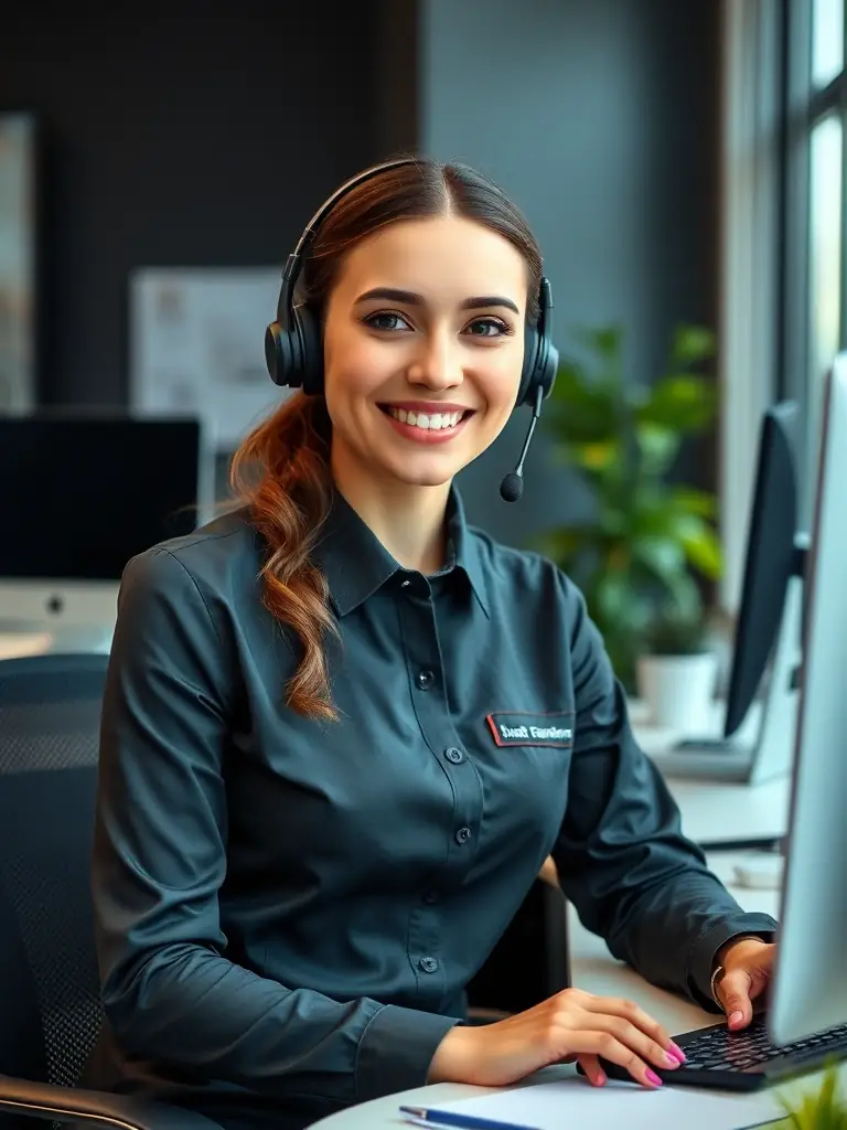 A friendly customer service representative assisting a client over the phone, showcasing Throttle & Shift Auto Transport's commitment to customer care.