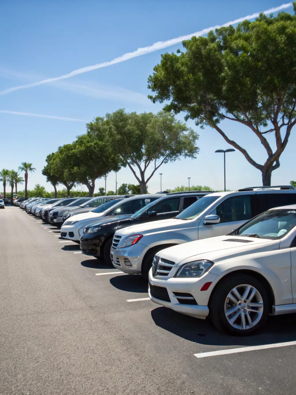 An image showing a row of vehicles at an auction yard, with a Throttle & Shift Auto Transport truck in the background ready to pick up a vehicle.